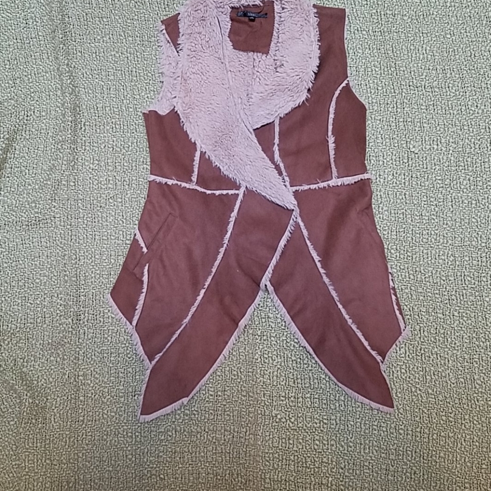 Faux suede vest with faux fur lining